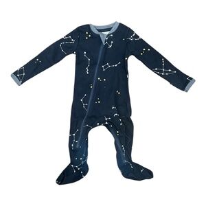 ZippyJamz 0-3M Footie Pajamas, Navy / Galaxy Love, Unisex Baby Infant Newborn